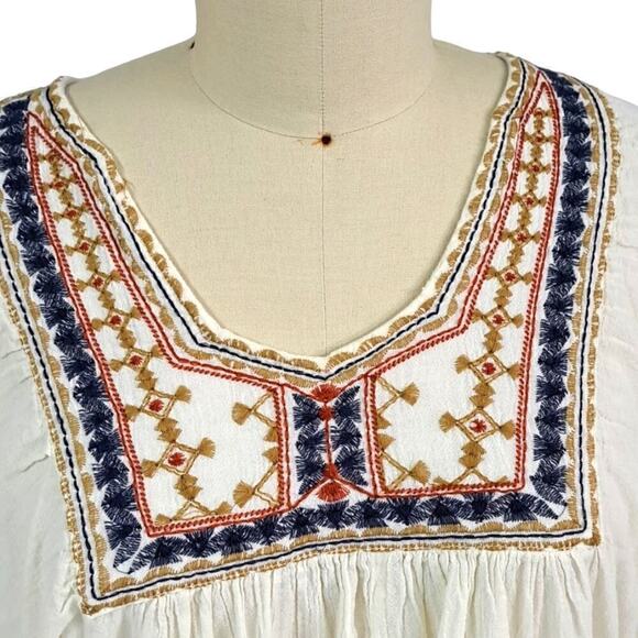 Max Studio Boho flowy gauze  top size Large Coastal Cowgirl - Picture 2 of 7